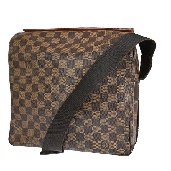 LOUIS VUITTON Naviglio Shoulder Bag Damier Ebene Leather Brown N45255 86YD629 - Picture 1 of 16